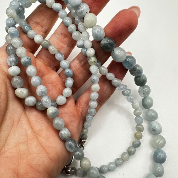 36" Jay King graduated aquamarine stone beaded necklace with 925 hook clasp! - Picture 6 of 13